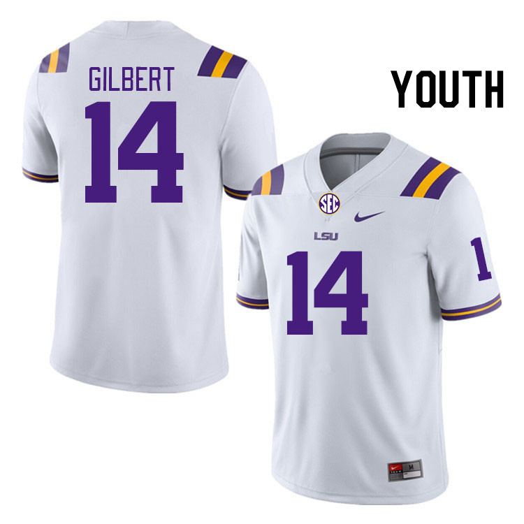 Youth #14 Jardin Gilbert LSU Tigers College Football Jerseys Stitched-White